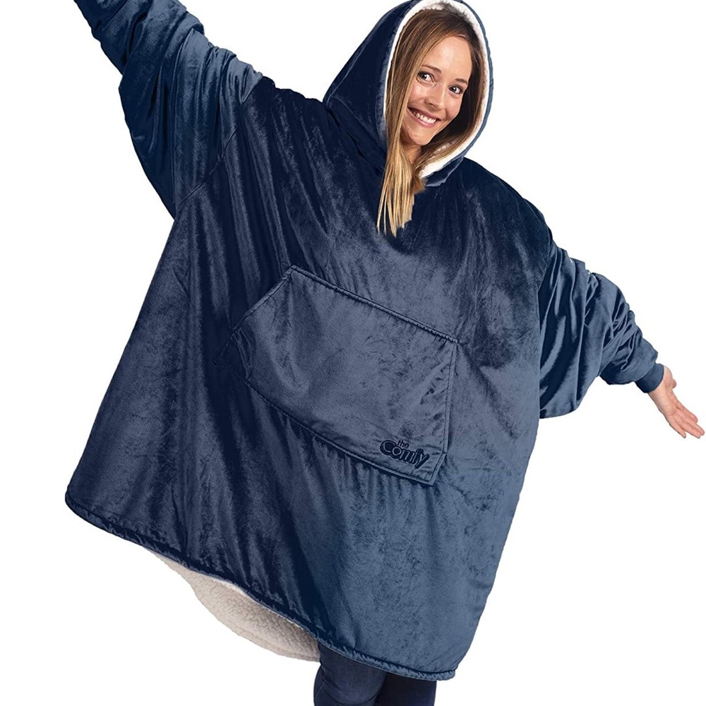 THE COMFY Navy Classic Hooded Sweatshirt Blanket